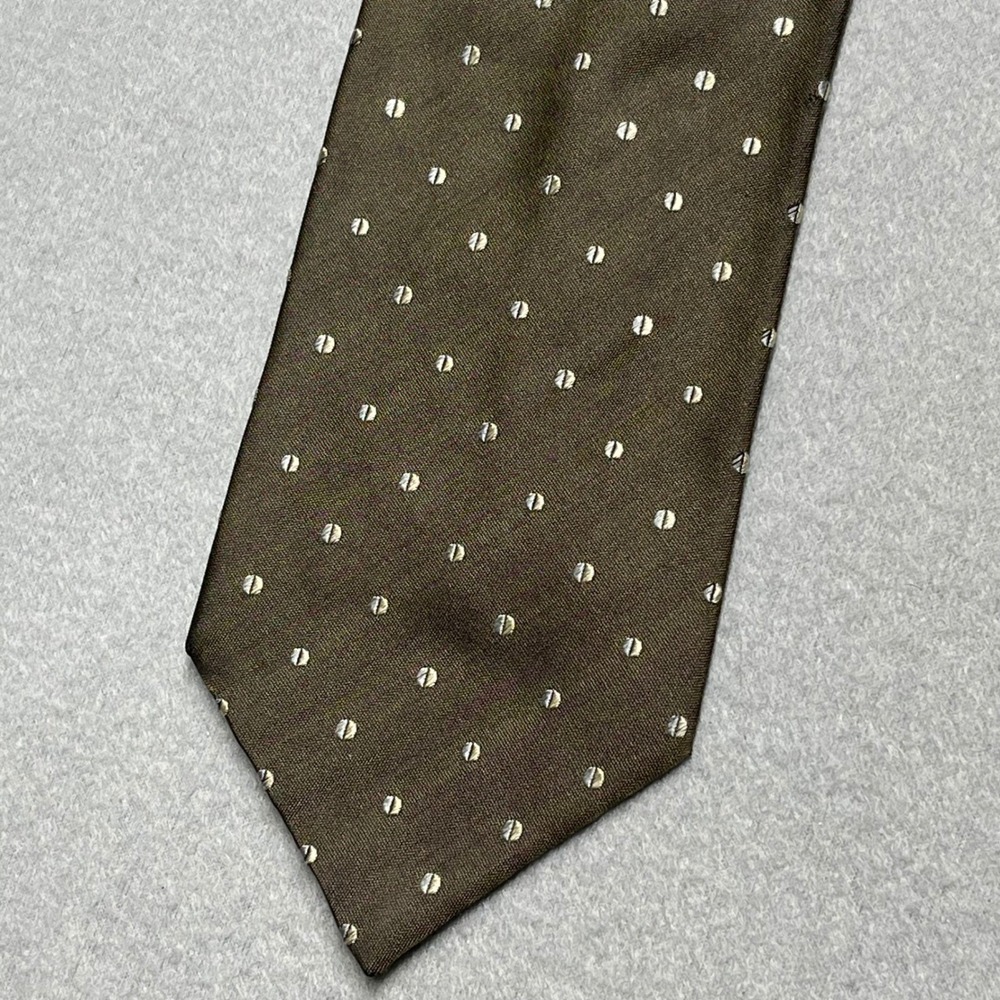 Armani Collezioni Mens Silk Tie Brown White Dot Made in Italy Luxury